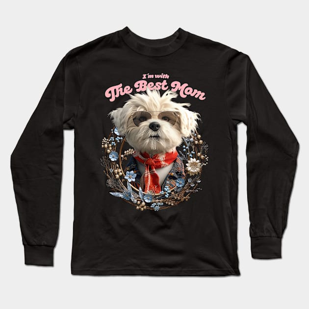 Best Dog Mom 1 Long Sleeve T-Shirt by Puppy & cute